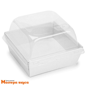 Упаковка SmartPack 900 с купольной крышкой (белая), 14,7*14,7см h-9,5см (для бенто-торта и моти)
