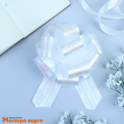 Бант-шар  БЕЛЫЙ перламутровый, (ш 5 см) d~15 см