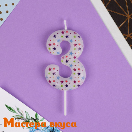 Свеча-цифра "Искры" белая (h-5,5см)  - 3