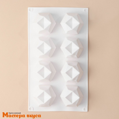 Форма силиконовая, для муссовых десертов ГРАНИ, (8 ячеек) D~6,4см h~4,5см (29,5*17,2 см "Konfinetta"