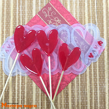 Форма для леденцов силиконовая СЕРДЦЕ-ТИЛЬДА, (6 ячеек) 6*4,7 см 