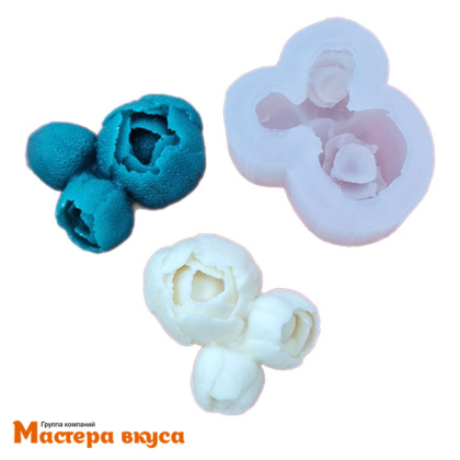 Молд силиконовый  3D БУТОНЫ (роза, пион), изд d65мм h53мм (шоколад~60гр)