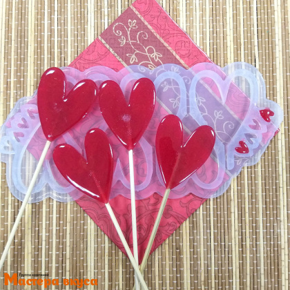 Форма для леденцов силиконовая СЕРДЦЕ-ТИЛЬДА, (6 ячеек) 6*4,7 см 