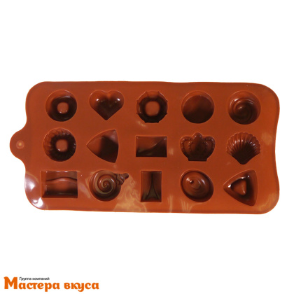 Форма для шоколада силиконовая  АССОРТИ ПЕЧЕНЬЕ И КОНФЕТЫ, (15 ячеек) 20*10 см
