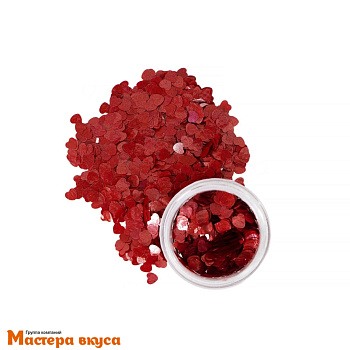 Пищевой блеск (глиттер) "Сердца", красные, 0,5 гр
