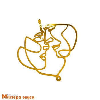 Зеркальное украшение КОНТУР ЛИЦ (ОН И ОНА), золото, ~11*15 см (без палочки)