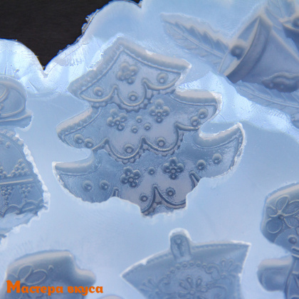 Молд силиконовый НОВОГОДНИЙ МИКС 6в1, изд d~4-4,5 см (шоколад~25гр)