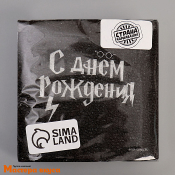 Салфетки бумажные "С днем рождения", чёрные, 24*24 см, упак 20 шт
