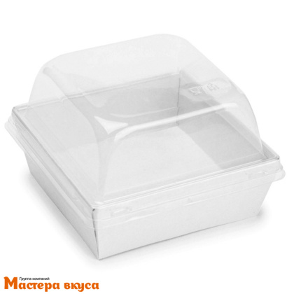 Упаковка SmartPack 800 с купольной крышкой (белая), 13*13см h-8,5см (для бенто-торта и моти)