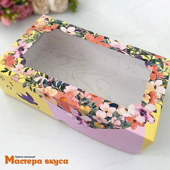 Упаковка для зефира и печенья с окном 250*150*70 мм  (Птичка)