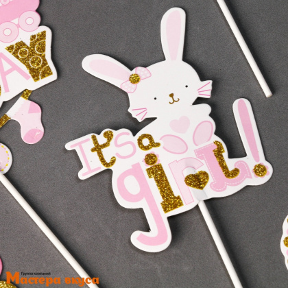 Набор топперов  С ДНЁМ РОЖДЕНИЯ, ДОЧЕНЬКА; картон (набор 7 шт)