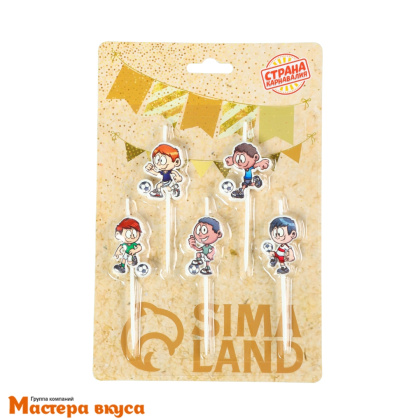 Свечи  ФУТБОЛИСТЫ, (набор 5 шт), h-5 см