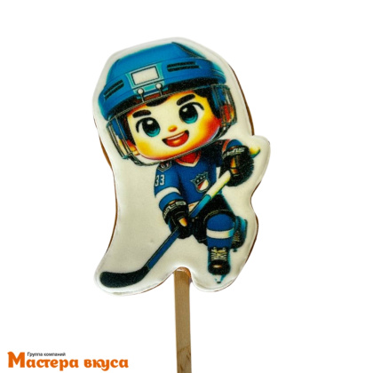 Топпер имбирный пряник "Хоккеист", ~10*7,5 см, 50 гр
