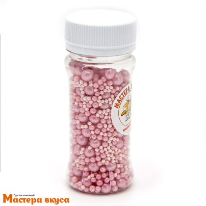 Посыпка Шарики зерновые Жемчуг  РОЗОВЫЙ (d2-12мм), 50 гр  