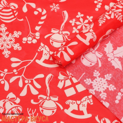 Бумага упаковочная тишью  "Новогоднее настроение" 50*66 см (упак 5листов) 