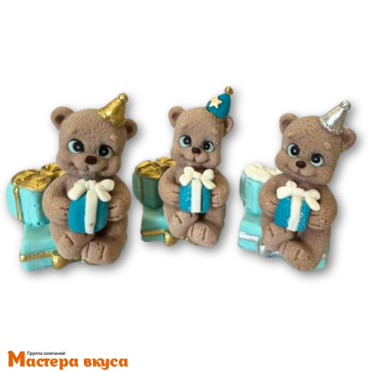 Фигурка из шок. глазури "Мишка с подарком", h~6,5 см