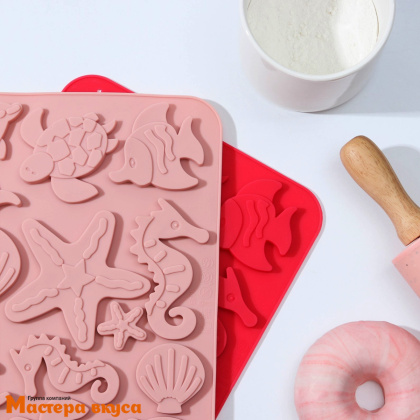 Форма для шоколада силиконовая  МОРСКАЯ ИСТОРИЯ, (13 ячеек) 23*16*0,5 см