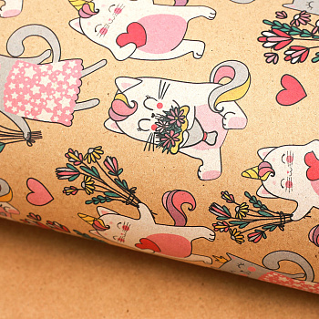 Бумага упаковочная "Несу радость, котики" 50*70 см