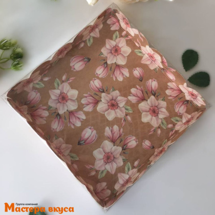 Упаковка для пряников и печенья с прозр. крышкой 150*150*30 мм  (Нарциссы)
