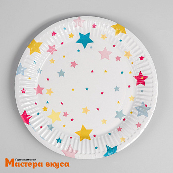 Тарелка бумажная ламинированная "Звезды", d-18 см