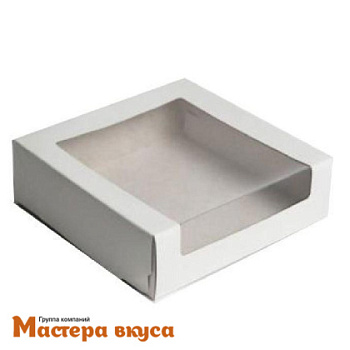 Короб для торта с панорамным окном, 225*225* 60 мм, белый,  