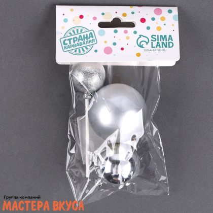 Набор топперов ШАРЫ, серебро (набор 3 шт) 