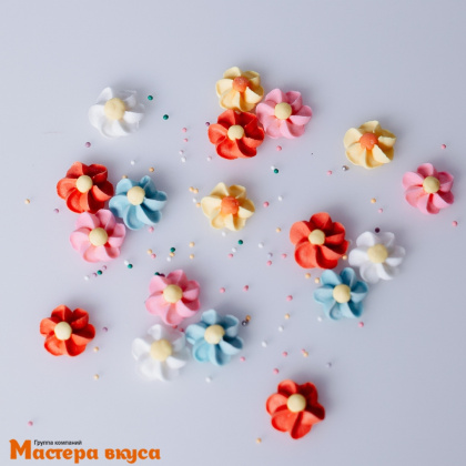 Сахарная фигурка (набор) ЦВЕТЫ мини №2, d~2см, набор 15-20 шт
