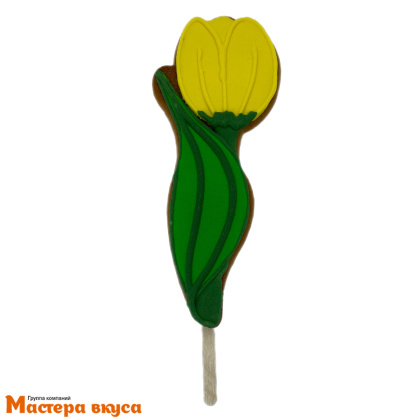 Топпер имбирный пряник "Тюльпан с листиком", ~6,5*15,5 см, 50 гр