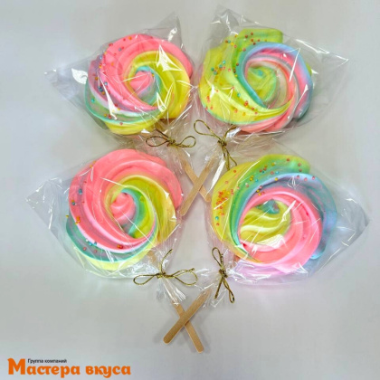 Меренга на палочке "Роза" (круг), d~8 см 