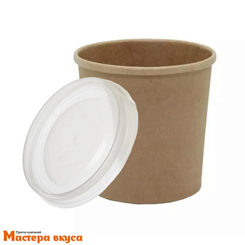 Упаковка-стаканчик для торта с собой "Cake to go" 340мл КРАФТ с проз.крыш, h-8.8 d-9см