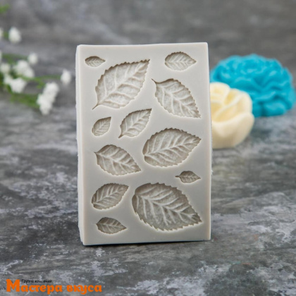 Молд силиконовый ЛИСТИКИ РОЗОЧКИ 12в1, 9*6 см