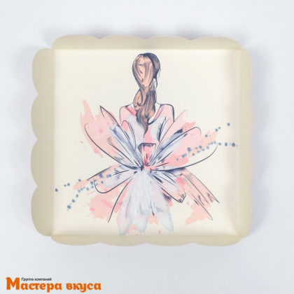 Упаковка для пряников и печенья с прозр. крышкой 120*120*30 мм  (Романтика)