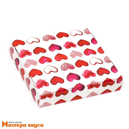 Упаковка для пряников и печенья с окном 16*16*3 см (Сердечки)