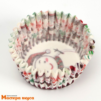 Капсула бумажная для конфет, d-3,5см  h-2см, СНЕГОВИК, (миниупак ~20-25 шт)