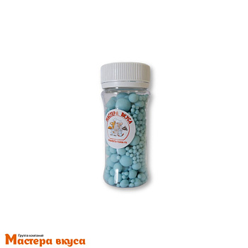 Посыпка Шарики зерновые Матовый микс Голубой (d 2,4,7 мм) 50 гр