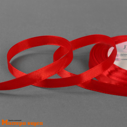 Лента атласная, КРАСНАЯ, 10мм, ~23м