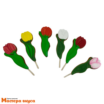 Топпер имбирный пряник "Тюльпан с листиком", ~6,5*15,5 см, 50 гр