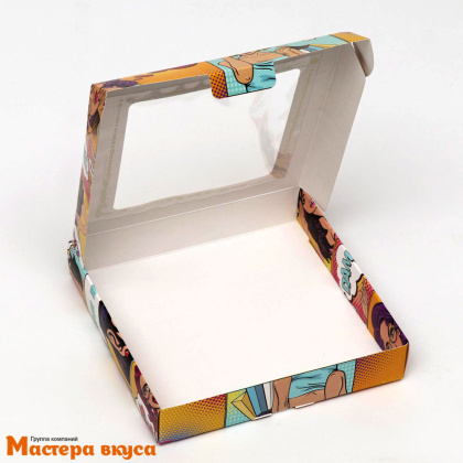 Упаковка для пряников и печенья с окном 16*16*3 см (Рop-art 1)