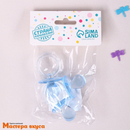 Набор для украшения торта "Пустышка ", голубой, пластик (3 шт)