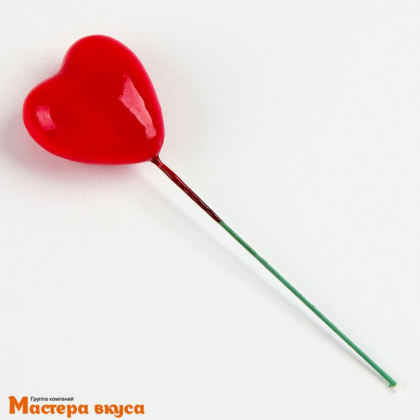 Набор топперов СЕРДЦА, красные, пластик (набор 15 шт) ~3*2*8,5 см