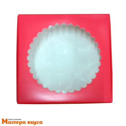 Упаковка для пряников и печенья с окном 11,5*11,5*3 см (алая)