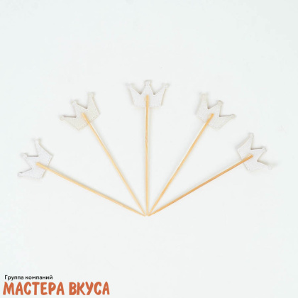 Шпажки "Корона", золото, дерево, 11 см (набор 5 шт)