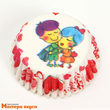 Капсула бумажная для конфет, d-3,5см  h-2см, ВЛЮБЛЕННЫЕ, (миниупак ~25-30 шт)