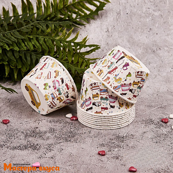 Форма бумажная Маффин 50*40 мм, ламинированная ТРАНСПОРТ