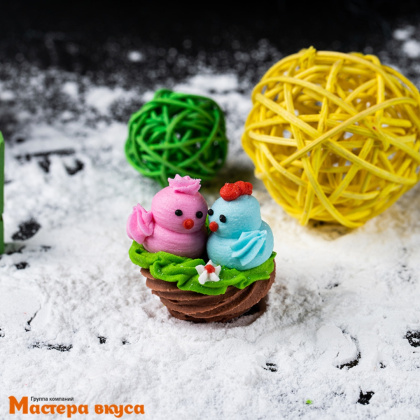 Сахарная фигурка ЦЫПЛЯТА В ГНЕЗДЕ, h~4см 