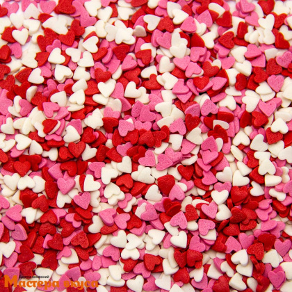 Посыпка СЕРДЕЧКИ Красные-Белые-Розовые, 75 гр 