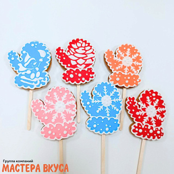 Топпер имбирный пряник  "Варежка", ~8*10,5 см, 55 гр 