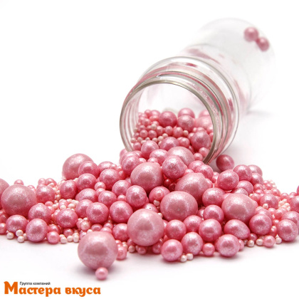 Посыпка Шарики зерновые Жемчуг  РОЗОВЫЙ (d2-12мм), 50 гр  