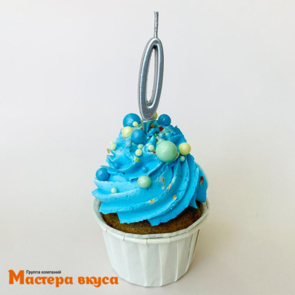 Свеча-цифра "МИНИ", серебро - 0  (h-4.5см)