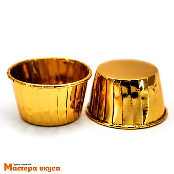 Форма бумажная Маффин 50*40 мм, фольгированный Золотой металлик, упак 6 шт